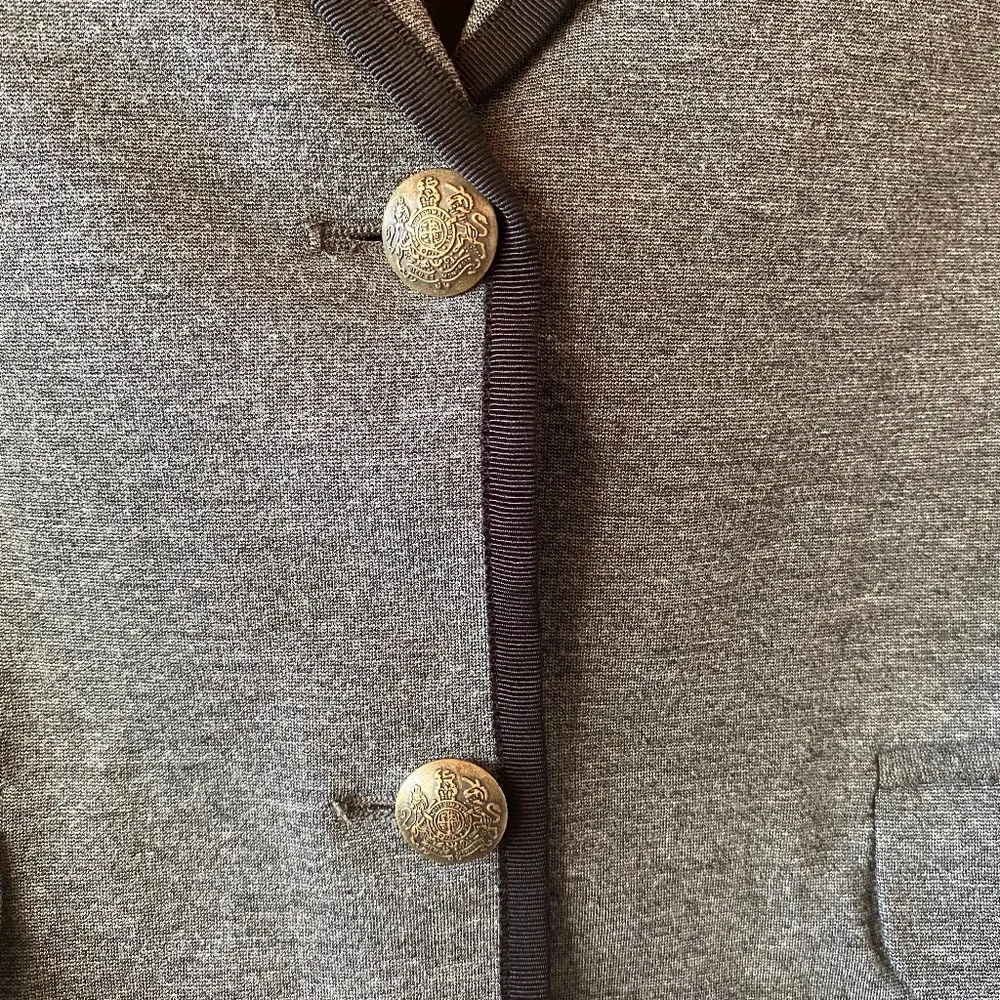 J. Crew Factory Tipped Knit Stretch Two‎ Button Gray Blazer Jacket